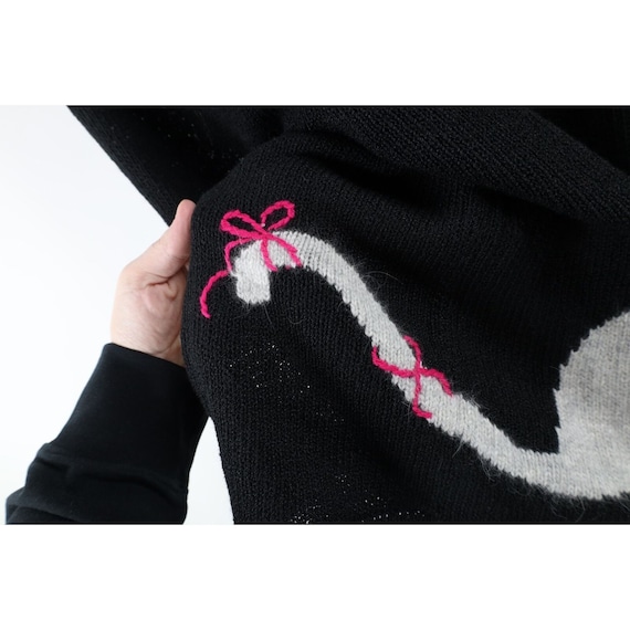 90s Womens XL Wool Blend Knit Cat Kitten Button C… - image 6