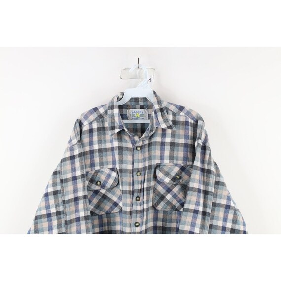90s Streetwear Mens XL Faded Collared Flannel But… - image 2