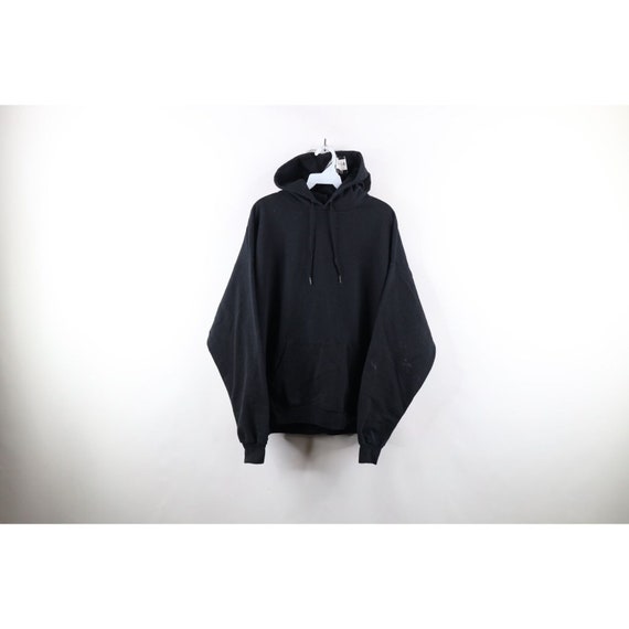90s Streetwear Mens Size XL Distressed Blank Hood… - image 1