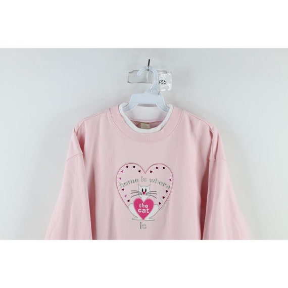 90s Womens Large Home Is Where the Cat Is Heart C… - image 2