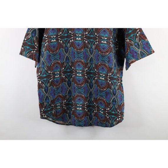 90s Streetwear Mens Large Faded Abstract Collared… - image 10