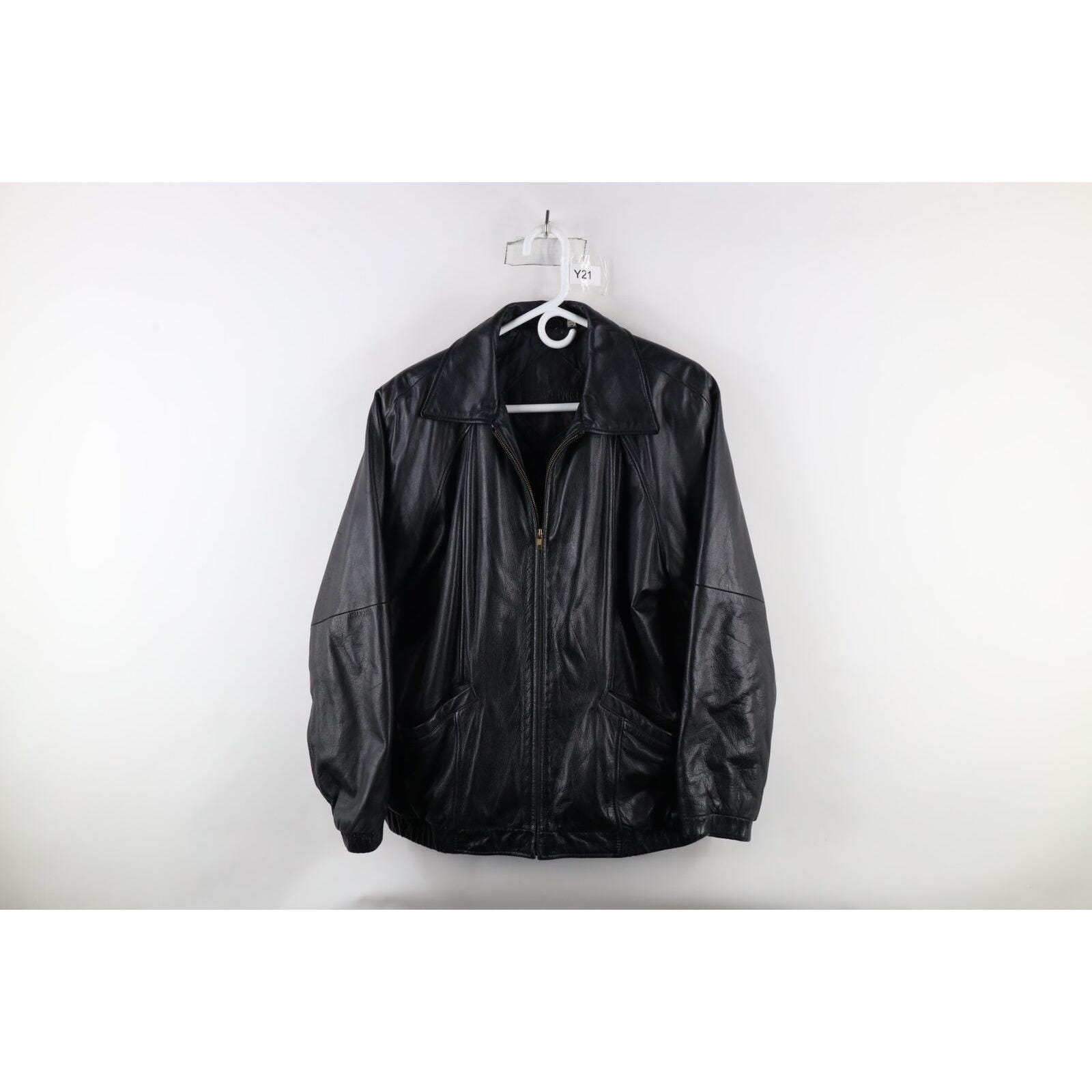 90s Streetwear Mens Medium Distressed Quilted Leather Bomber 