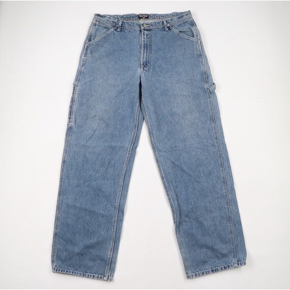 90s Ralph Lauren Mens 36x34 Distressed Wide Leg Baggy Denim