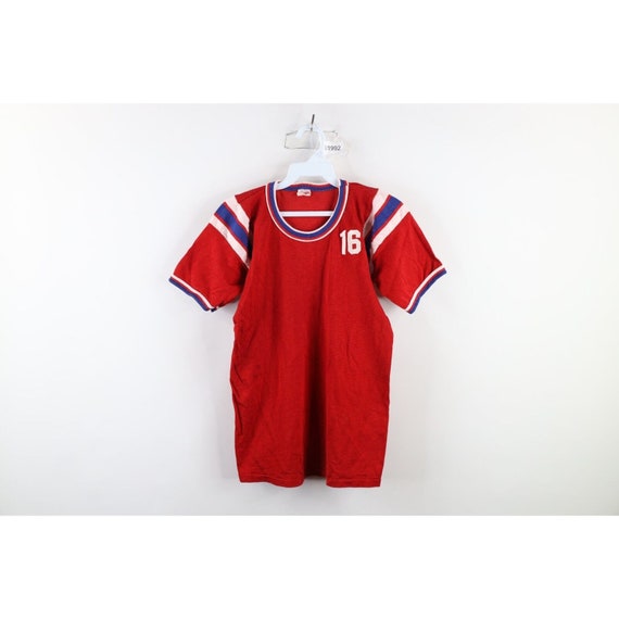 60s 70s Mens Medium Chain Stitch Striped Rayon Knit Salem Jersey T  