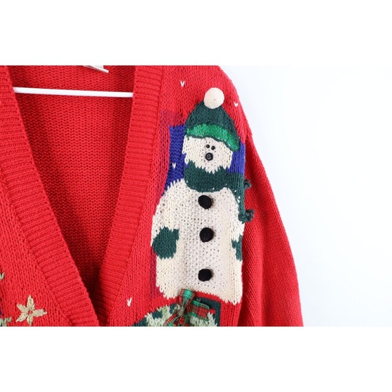 90s Streetwear Womens Large Hand Knit Christmas B… - image 4