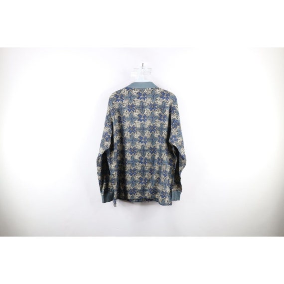 90s Streetwear Mens Large Abstract Flower Long Sl… - image 6