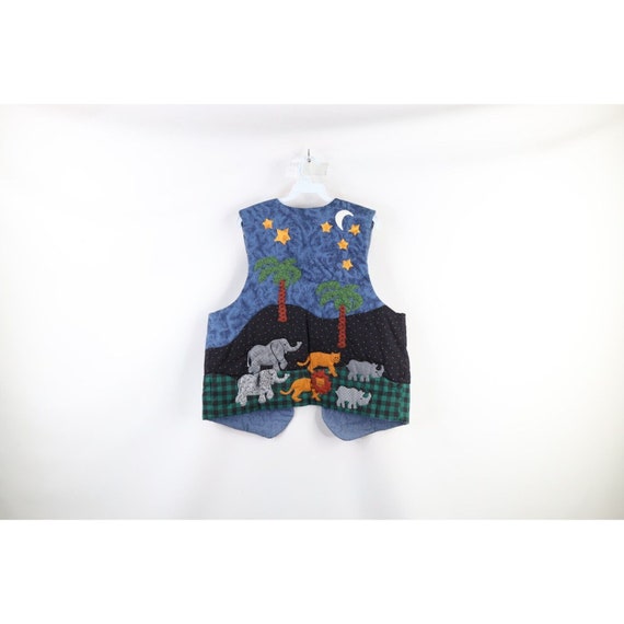 90s Womens XL Quilted Patch Noahs Ark Animal Bibl… - image 9