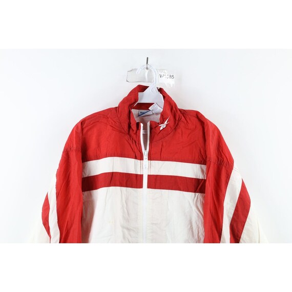 90s Reebok Mens Medium Spell Out Striped Lined Wi… - image 2