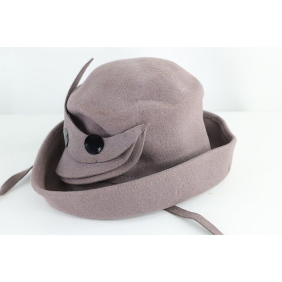 40s 50s Rockabilly Felt Wool Geometric Tilt Hat C… - image 3