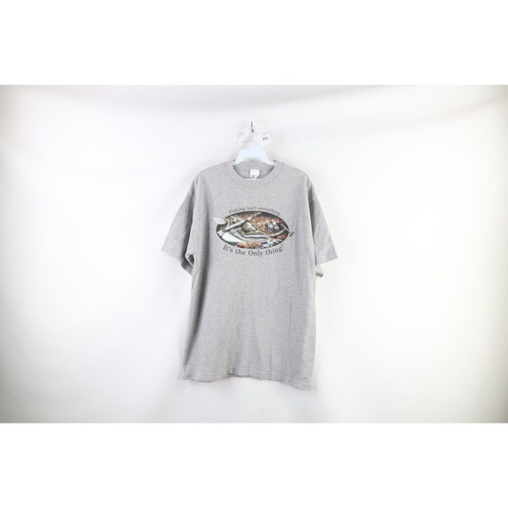 90s Streetwear Mens Large Spell Out Fishing Short Sleeve T-shirt
