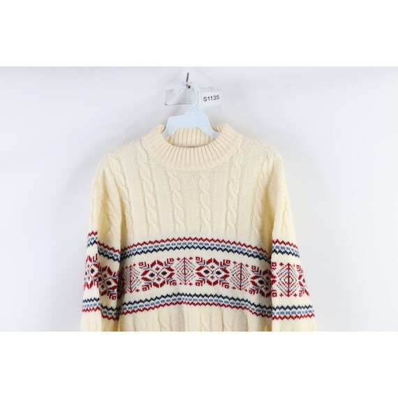 70s Streetwear Womens XL Nordic Fair Isle Cable K… - image 2