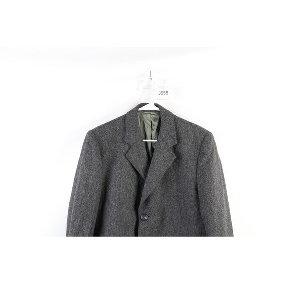 60s 70s Rockabilly Mens 40R Wool Herringbone Over… - image 2