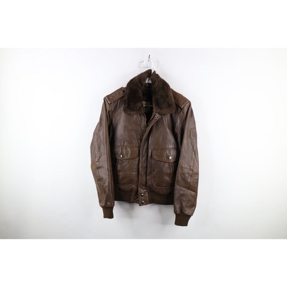 70s Streetwear Mens 38 Distressed Lined Leather F… - image 1