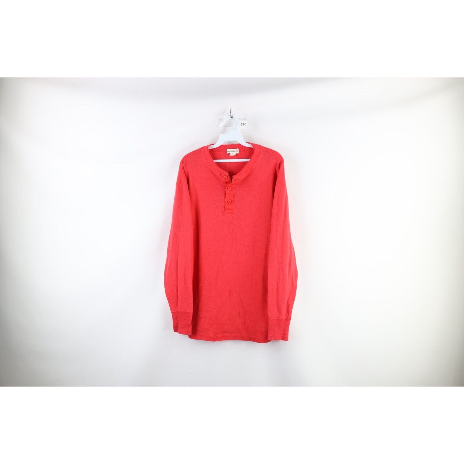 90s Gap Mens Large Thermal Ribbed Knit Long Sleeve Henley T-shirt 