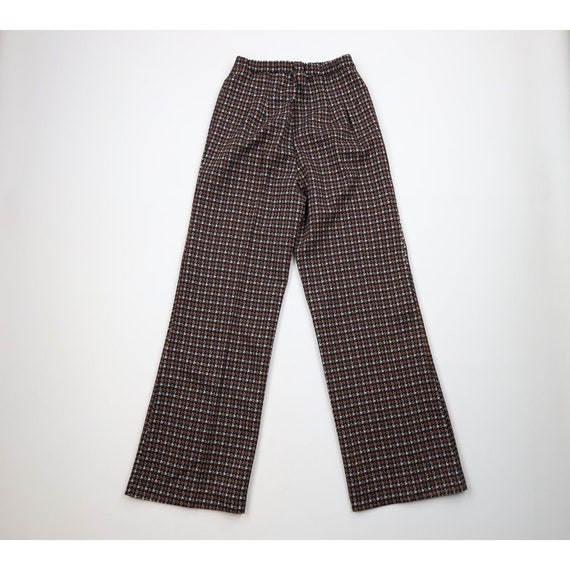 70s Streetwear Womens 13 / 14 Knit Houndstooth Be… - image 7