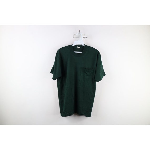 90s Streetwear Mens Large Blank Short Sleeve Pock… - image 1