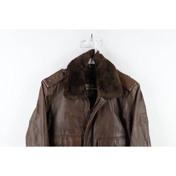 70s Streetwear Mens 38 Distressed Lined Leather F… - image 2