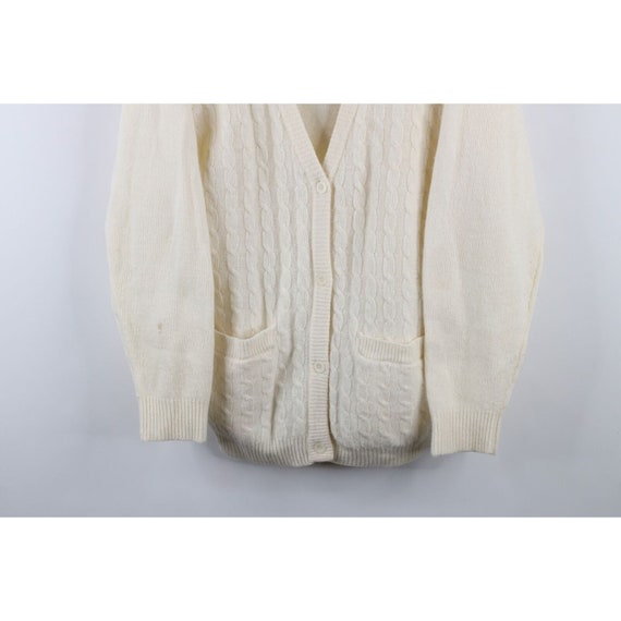 90s Streetwear Womens Large Lambswool Angora Cabl… - image 3