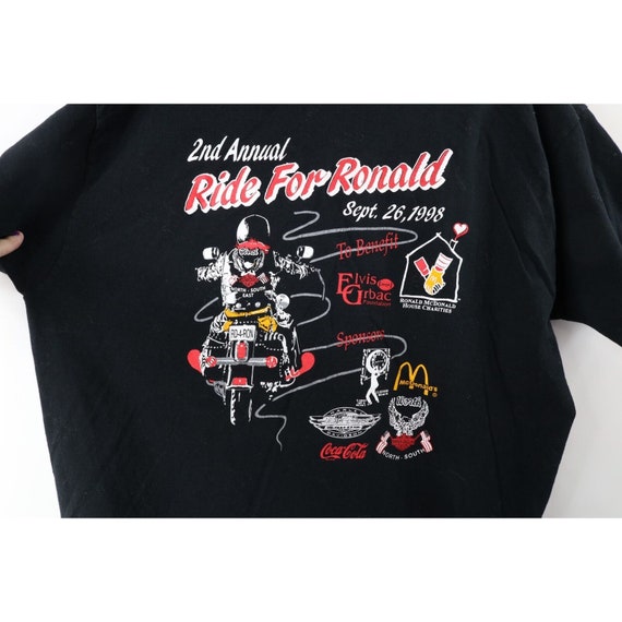 90s Mens XL Faded Spell Out Ride For Ronald Motor… - image 7