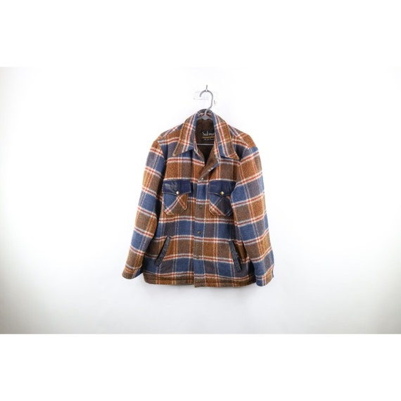 50s 60s Mens XL Distressed Fleece Lined Wool Shirt Jacket Jac