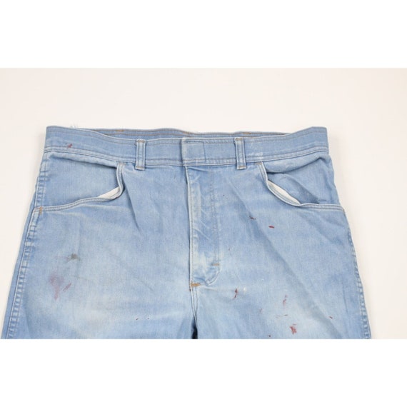 70s Wrangler Mens 36x30 Thrashed Wide Leg Flared … - image 2