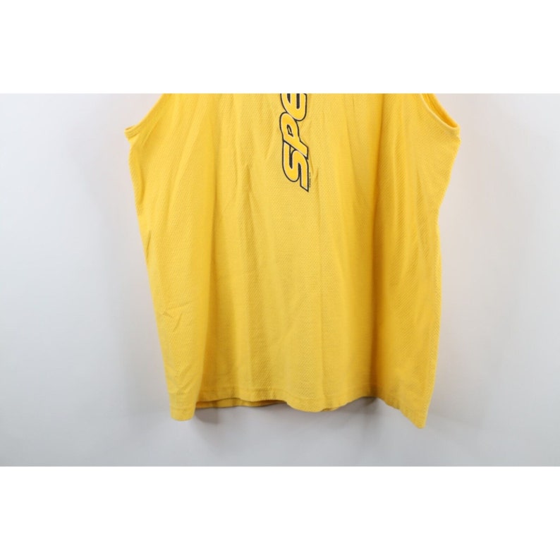 90s Speedo Mens Large Faded Spell Out Thermal Knit Tank Top Tshirt