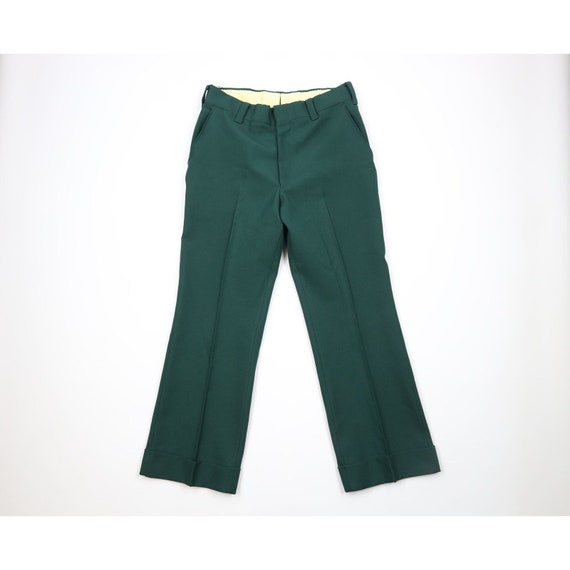 70s Streetwear Mens 32x29 Flat Front Cuffed Knit … - image 1