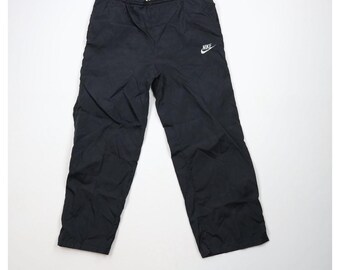 00s NIKE nylon wide pant “matte black” 00s Nike Black Baggy Fit Nylon Windbreaker Shell Track Pants