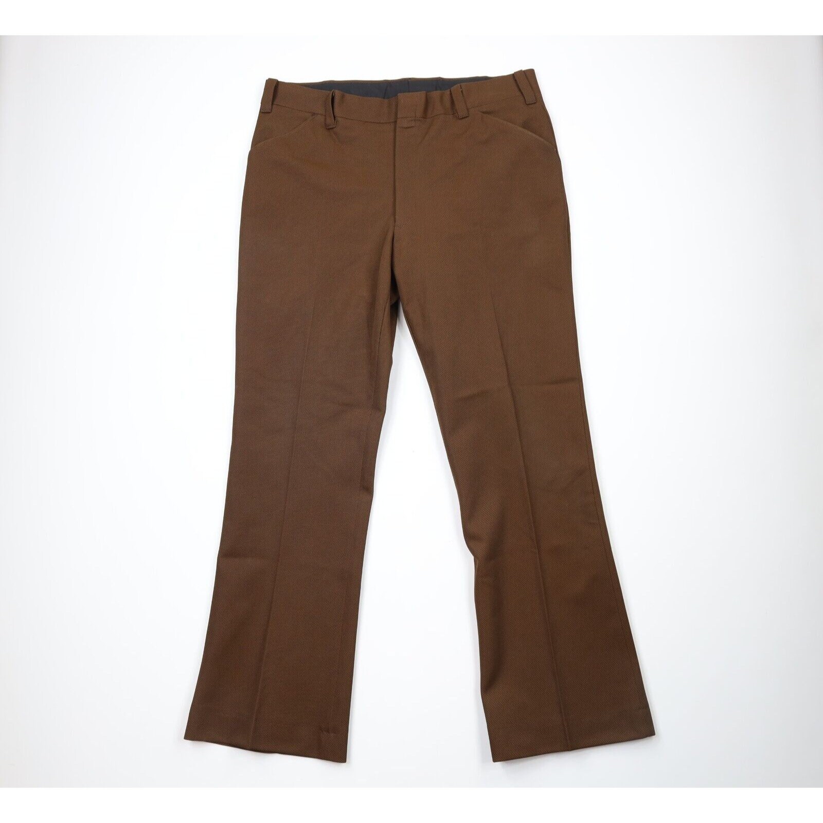 希少❤️ 60s〜80s EUR vintage wide slacks opti 60s Streetwear Mens 40x34 Knit Wide Leg Bell Bottoms Chino