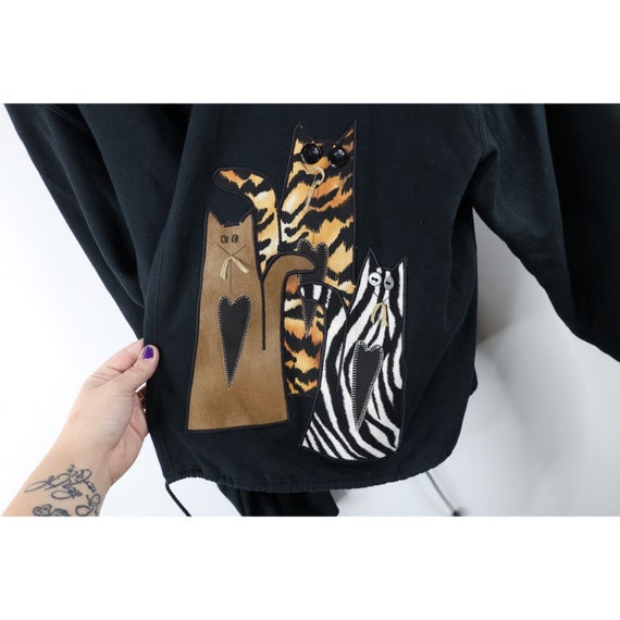 90s Streetwear Womens XL Abstract Cat Kitten Open… - image 6