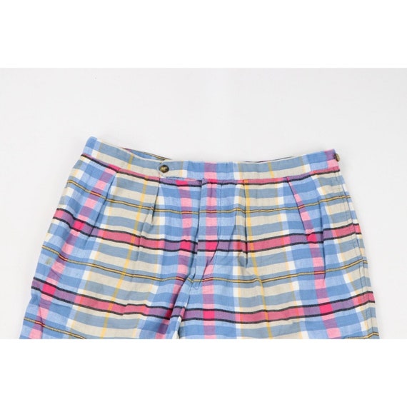 90s Streetwear Mens 36 Pleated India Madras Plaid… - image 2