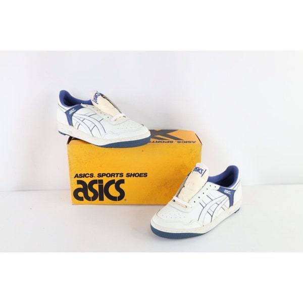 NOS Vintage 90s Asics Mens 10.5 Spell Out Outrage Lo Sneakers Shoes White Blue, Vintage Mens Asics Shoes, 1990s Asics Shoes, Mens Sneakers