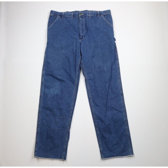 90s Carhartt Mens 44x38 Distressed Wide Leg Dungaree Denim