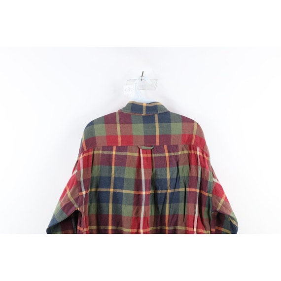 90s Streetwear Mens Medium Faded Rainbow Plaid Fl… - image 10