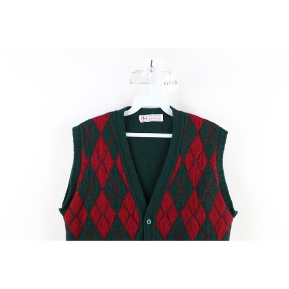 50s 60s Streetwear Mens Small Shetland Wool Argyl… - image 2