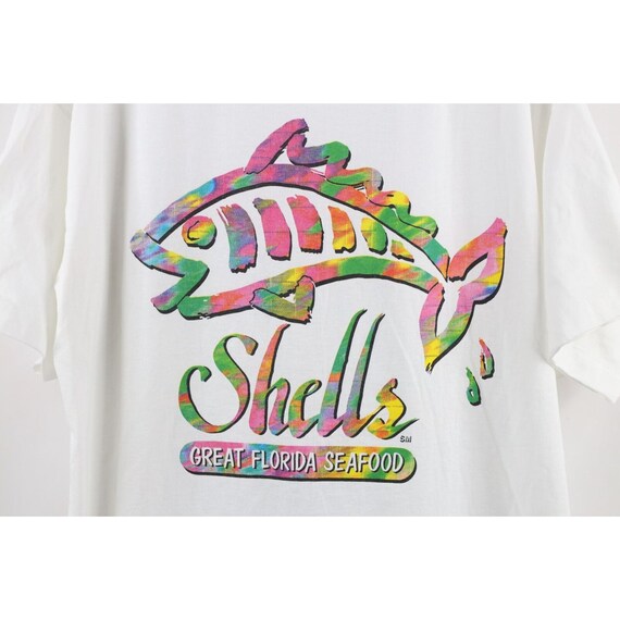 90s Mens XL Spell Out Rainbow Fish Shells Restaur… - image 4