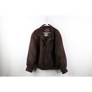 Vintage 80s Robinson Suede Leather Bomber Jacket Rugged