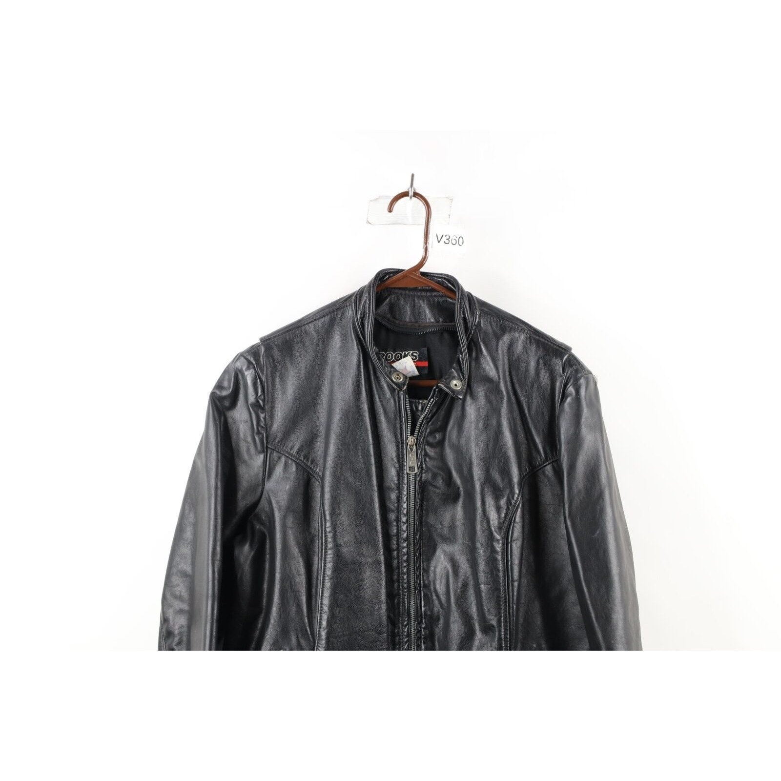 60s Streetwear Mens 44 Distressed Leather Cafe Racer Bomber