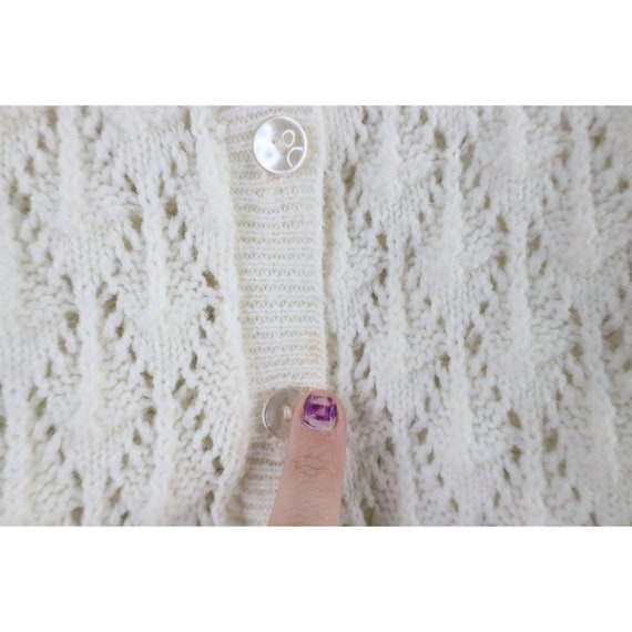 70s Streetwear Womens Small Flower Knit Button Ca… - image 5