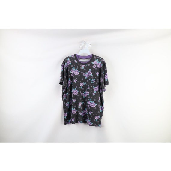 90s Streetwear Womens Large Faded Floral Flower S… - image 1