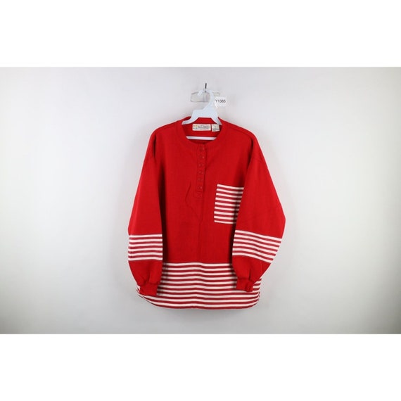 90s Streetwear Womens Large Striped Big Pocket He… - image 1