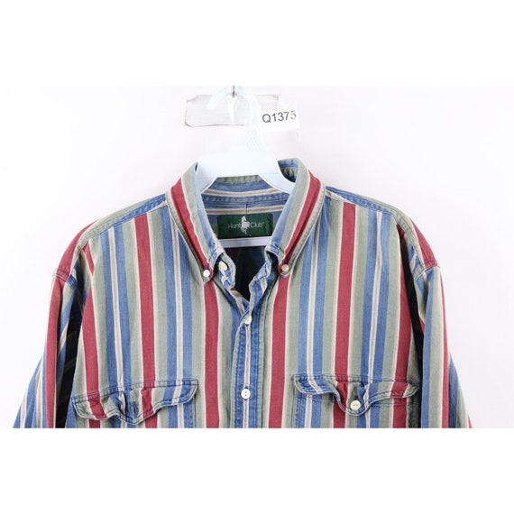 90s Streetwear Mens Large Distressed Rainbow Stri… - image 2