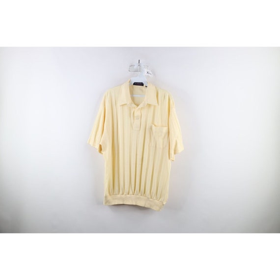 90s Streetwear Mens Large Blank Striped Collared … - image 1