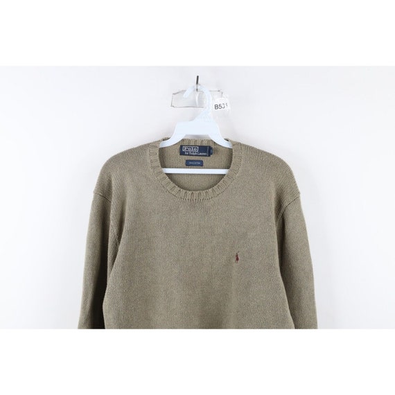 90s Ralph Lauren Mens Medium Faded Cotton Knit Cr… - image 2