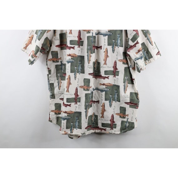 90s Streetwear Mens XL All Over Print Trout Fish … - image 8