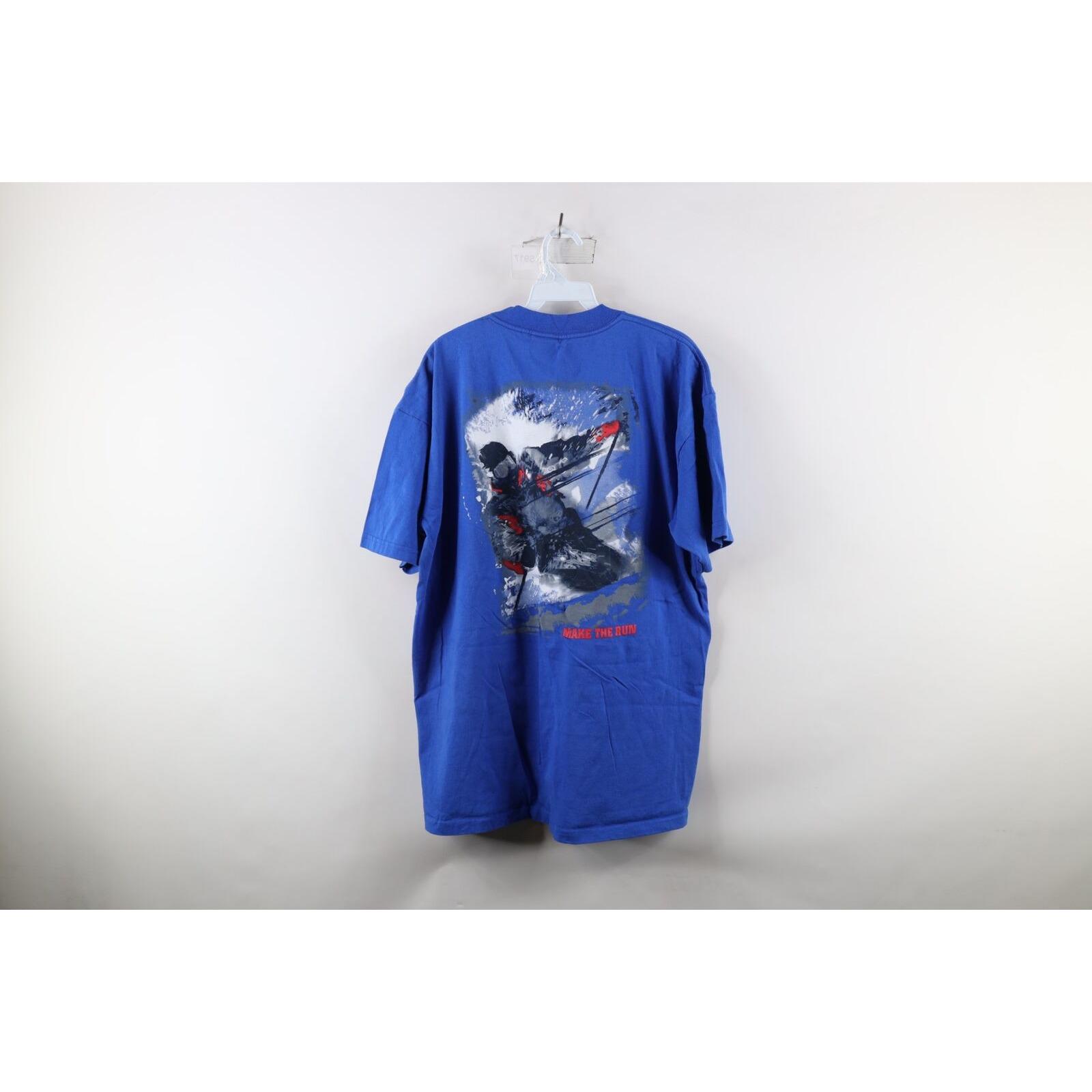 Buy 90s Marlboro Mens XL Faded Compass Skiing Pocket T-shirt Blue 