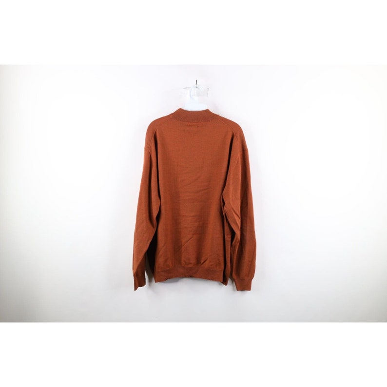 90s Streetwear Mens XL Blank Merino Wool Knit Mock Neck Sweater Orange 90s-streetwear-mens-xl-blank-merino-wool-knit-mock-neck-sweater-orange
