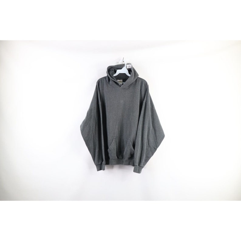90s Streetwear Mens Size XL Distressed Blank Hoodie Sweatshirt Gray USA, Vintage Mens Blank Hoodie, 1990s Blank Hoodie, 1990s Sweatshirt image 1