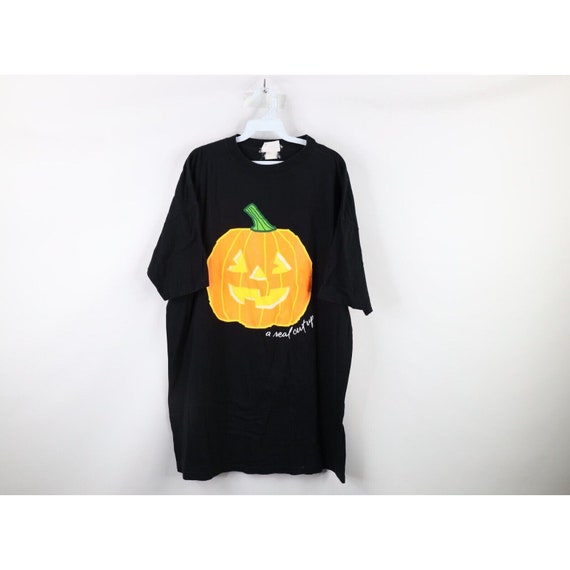 90s Streetwear Womens OSFA Faded Halloween Pumpki… - image 1