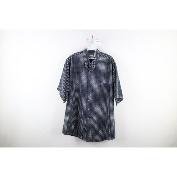 90s Streetwear Mens 2XL Faded Geometric Short Sle… - image 1